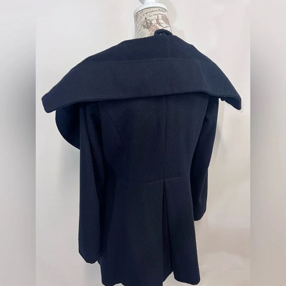 🛍️KATHERINE BARCLAY “Unique” Black Wool blend Frock/coat size S. - Picture 5 of 14
